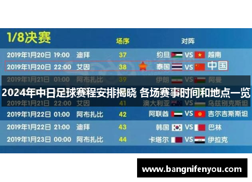 2024年中日足球赛程安排揭晓 各场赛事时间和地点一览